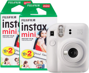 Fujifilm Instax Mini 12 Instant Camera with 40 Shot Film Pack - Clay White