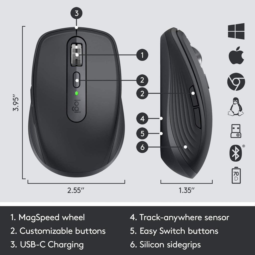 Logitech MX Anywhere 3 Compact Performance Mouse  GRAPHITE