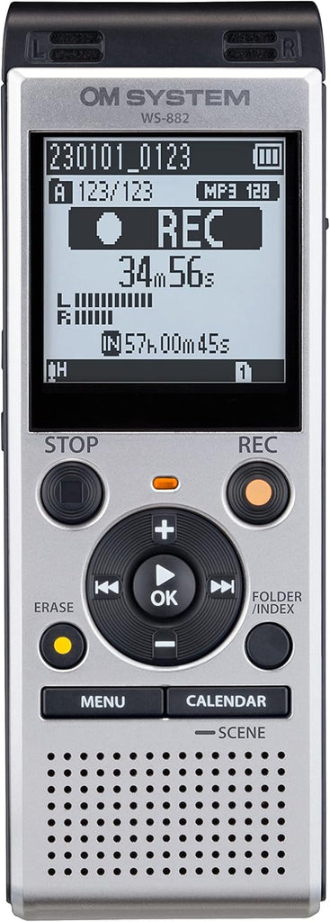 OM SYSTEM WS-882 digital voice recorder with stereo microphones