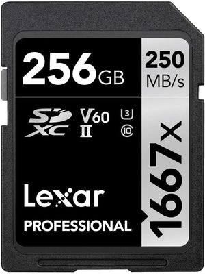 Lexar Professional 1667x SD Card 256GB, SDXC UHS-II Memory Card, Up to 250MB/s Read, 120MB/s Write, Class 10, U3, V60 SD for Professional Photographer, Videographer, Enthusiast (LSD256CB1667)