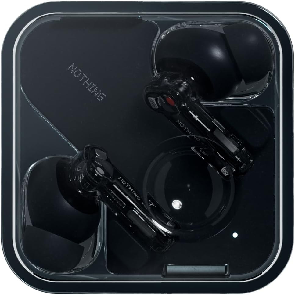 Nothing Ear wireless ear buds with Hi-Res Audio, Smart Active Noise Cancelling, Advanced equalizer and up to 40.5 hours of listening time - Black