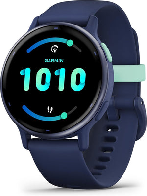 Garmin vívoactive 5 GPS 42mm Smartwatch, AMOLED Touchscreen, All-day Health Monitoring, Advanced Fitness Features, Personalised Sleep Coaching, Music, up to 11 days battery life, Navy