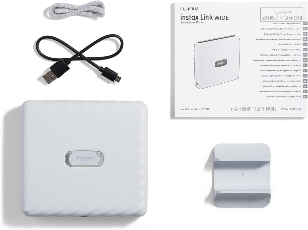 instax LINK Wide portable smartphone instant photo printer, WIDE film format, Ash White