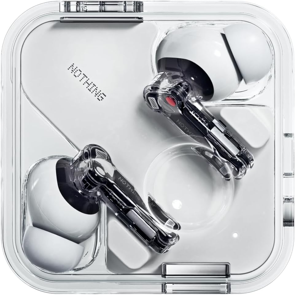 Nothing Ear wireless ear buds with Hi-Res Audio, Smart Active Noise Cancelling, Advanced equalizer and up to 40.5 hours of listening time - White