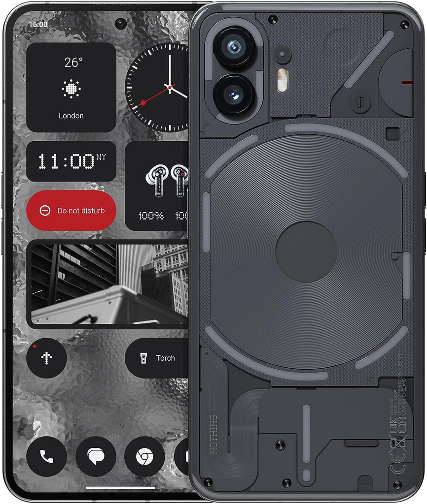 Nothing Phone (2) - 256 GB + 12 GB Ram, Glyph Interface, Nothing OS 2.0, 50 MP Dual Camera,OIS, 6.7” LTPO OLED display, 4700mAh Battery, Water resistant IP54, sim-free mobile Android , Dark Grey