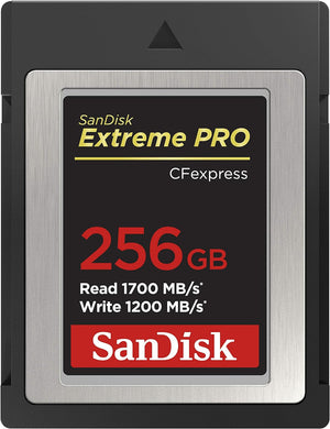 SanDisk 256GB Extreme PRO CFexpress Type B card RAW 4K video recording + RescuePro Deluxe up to 1700 MB/s