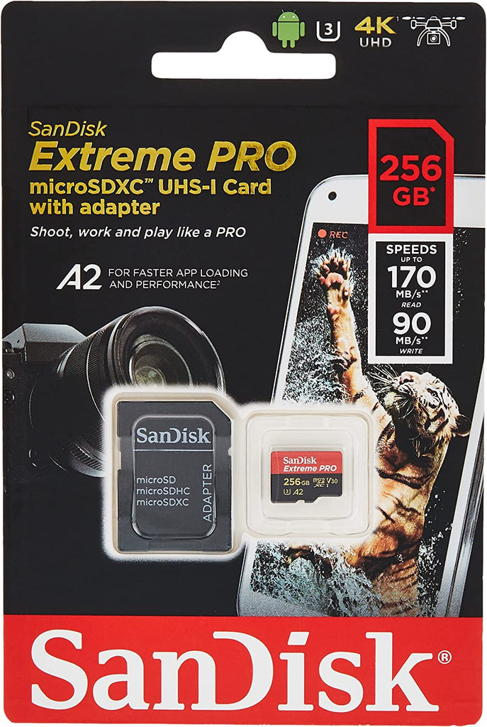 SanDisk Extreme Pro 256 GB microSDXC Memory Card + SD Adapter(SDSQXCZ-256G-GN6MA)