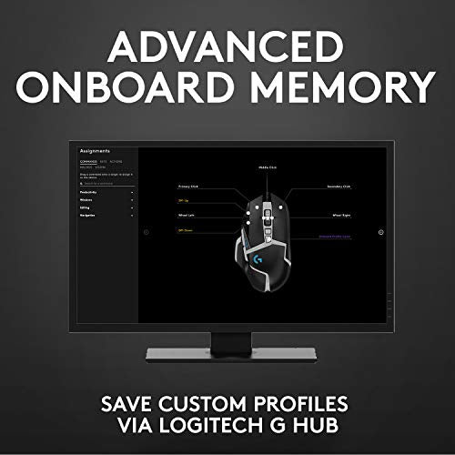 Logitech G502 HERO High Performance Gaming Mouse Special Edition, HERO 25K Sensor, 25 600 DPI, RGB, Adjustable Weights, 11 Programmable Buttons, On-Board Memory, PC/Mac - Black/White