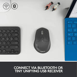 Logitech M720 Triathlon Multi-Device Wireless Mouse, Bluetooth, USB Unifying Receiver, 1000 DPI, 6 Programmable Buttons, 2-Year Battery, Compatible with Laptop, PC, Mac, iPadOS - Grey