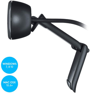 Logitech C270 HD Webcam, Black