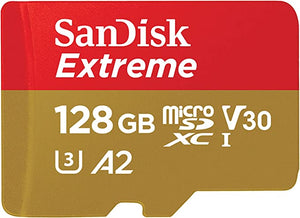 SanDisk 128GB Extreme microSDXC card + SD adapter + RescuePRO Deluxe, up to 190MB/s, Black