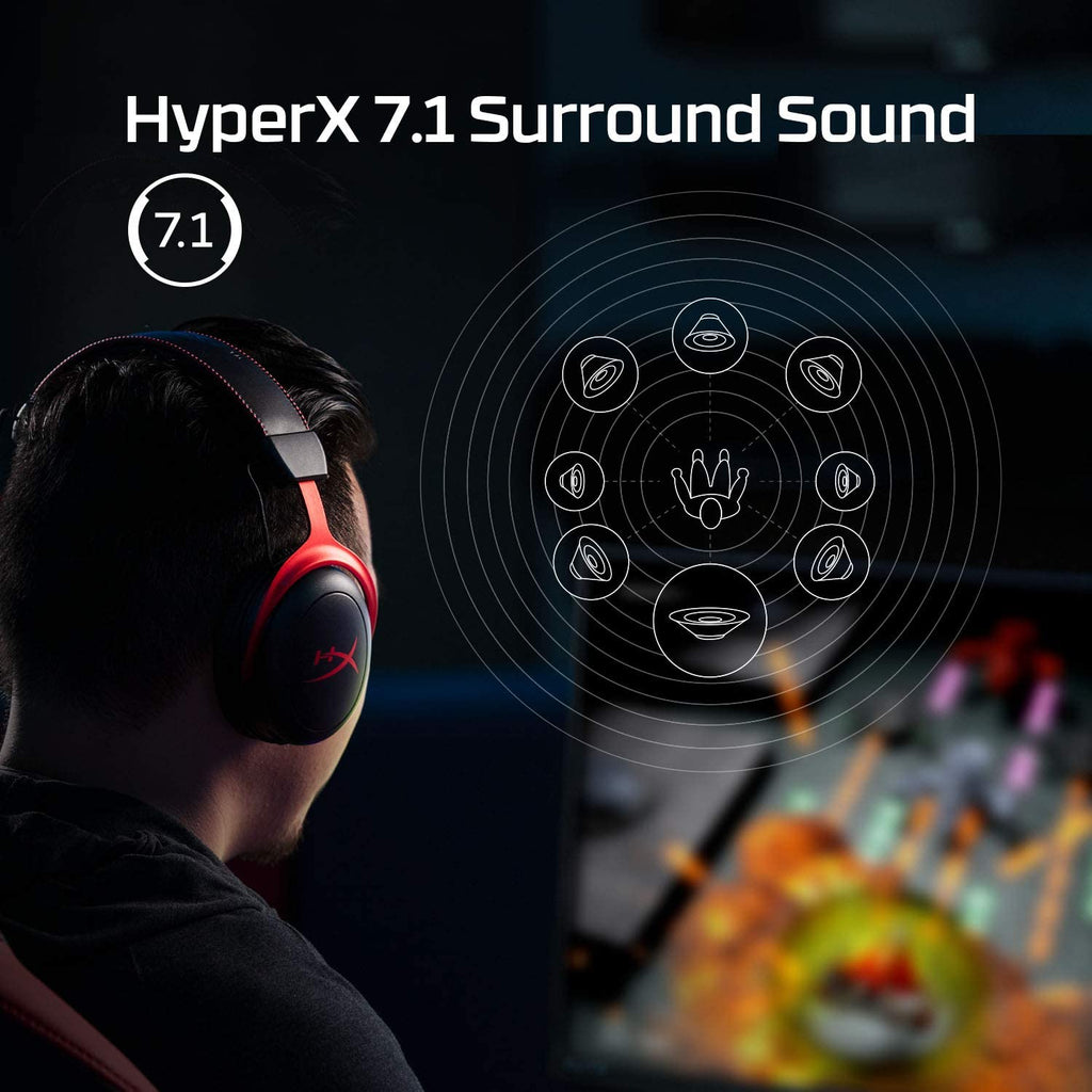 HyperX Cloud II Wireless - Gaming Headset for PC, PS4, PS5*, Nintendo Switch, Long Lasting Battery Up to 30 Hours, 7.1 Surround Sound, Detachable Noise Cancelling Microphone with Mic Monitoring