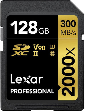 Lexar Professional 2000x 128GB SDXC UHS-II Card, Up To 300MB/s Read, for DSLR, Cinema-Quality Video Cameras