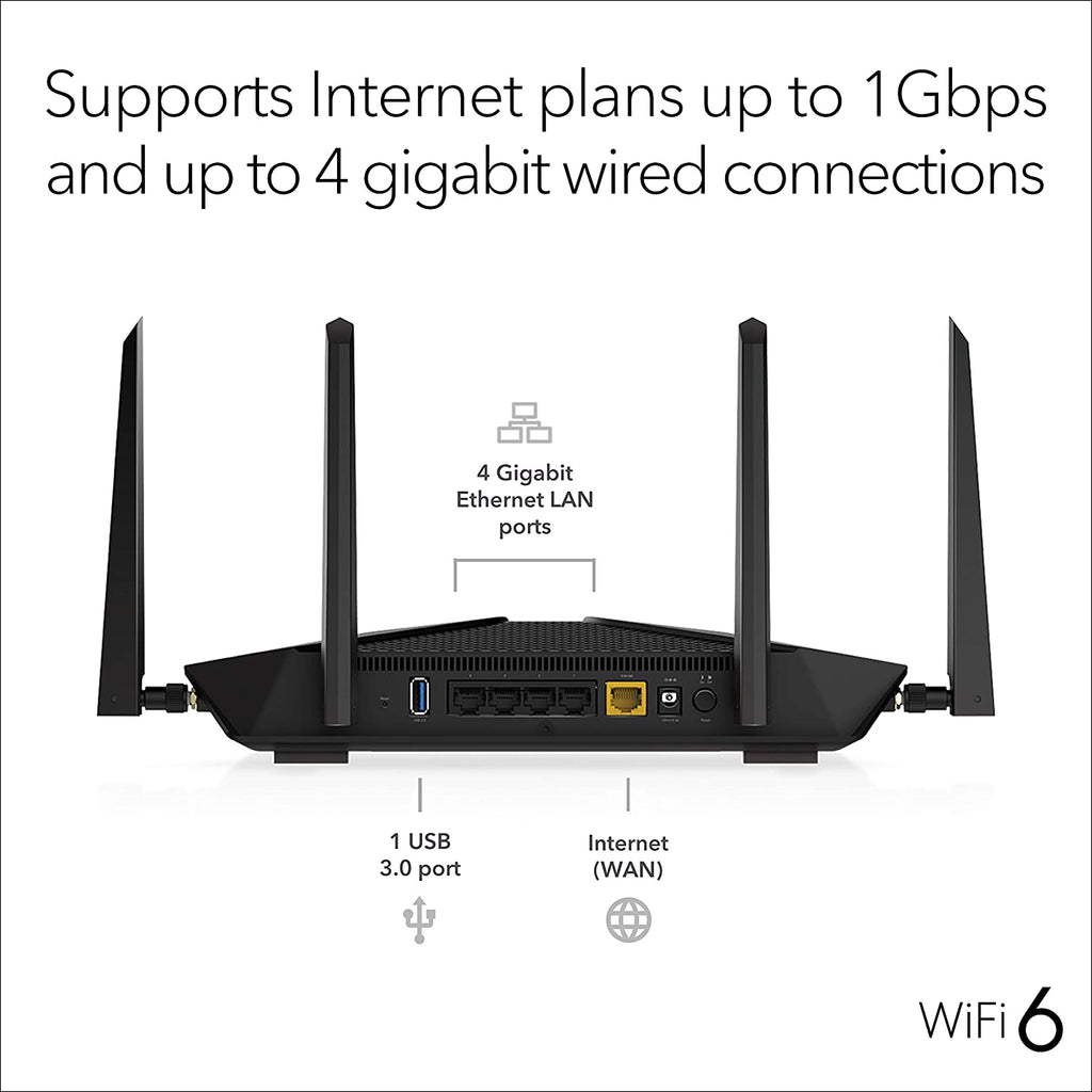 NETGEAR Nighthawk Wifi 6 Router (RAX50) | AX5400 Wireless Speed (up to 5.4 Gbps) | PS5 Gaming Router Compatible