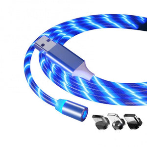 Magnetic 3 in 1 Luminous Type-c Fast Charging Cable Data Cord for Apple/Android Mobile Phone Accessories