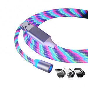 Magnetic 3 in 1 Luminous Type-c Fast Charging Cable Data Cord for Apple/Android Mobile Phone Accessories
