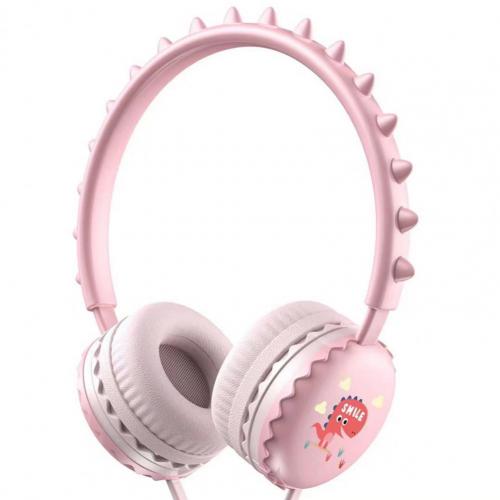 Unisex Macaron Color Wired Headphone Universal 3.5mm Cartoon Cute Dinosaur Over Ear Headset for Mobile Phone Birthday Gift