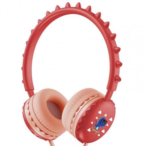 Unisex Macaron Color Wired Headphone Universal 3.5mm Cartoon Cute Dinosaur Over Ear Headset for Mobile Phone Birthday Gift