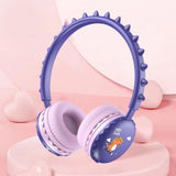 Unisex Macaron Color Wired Headphone Universal 3.5mm Cartoon Cute Dinosaur Over Ear Headset for Mobile Phone Birthday Gift
