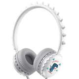 Unisex Macaron Color Wired Headphone Universal 3.5mm Cartoon Cute Dinosaur Over Ear Headset for Mobile Phone Birthday Gift