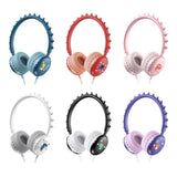 Unisex Macaron Color Wired Headphone Universal 3.5mm Cartoon Cute Dinosaur Over Ear Headset for Mobile Phone Birthday Gift