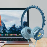 Unisex Macaron Color Wired Headphone Universal 3.5mm Cartoon Cute Dinosaur Over Ear Headset for Mobile Phone Birthday Gift