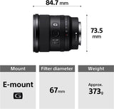 Sony SEL20F18G - Full Frame Lens FE 20mm F1.8 G - A large aperture, ultra-wide angle prime lens for stills and movies