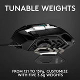 Logitech G502 HERO High Performance Gaming Mouse Special Edition, HERO 25K Sensor, 25 600 DPI, RGB, Adjustable Weights, 11 Programmable Buttons, On-Board Memory, PC/Mac - Black/White