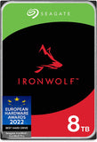 Seagate IronWolf, 8TB, NAS, Internal Hard Drive, CMR, 3.5 Inch, SATA, 6GB/s, 5,400 RPM, 256MB Cache, for RAID Network Attached Storage, 3 year Rescue Services, FFP (ST8000VNZ04)