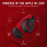 Beats Studio3 Wireless Noise Cancelling Over-Ear Headphones - Apple W1 Headphone Chip, Class 1 Bluetooth, Active Noise Cancelling, 22 Hours Of Listening Time - Defiant Black-Red