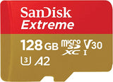 SanDisk 128GB Extreme microSDXC card + SD adapter + RescuePRO Deluxe, up to 190MB/s, Black