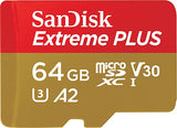 SanDisk Extreme PLUS 64 GB microSDXC Memory Card + SD Adapter, up to 170 MB/s