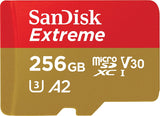 SanDisk Extreme 256GB microSD Card, 160MB/s Read, 90MB/s Write