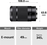 Sony SEL55210 E Mount APS-C 55-210 mm F4.5-6.3 Telephoto Zoom Lens - Black